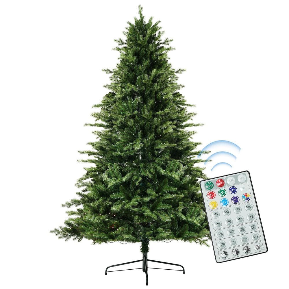 7.5 ft. Pre-Lit Artificial Christmas Tree with Warm White Lights and Metal Stand, Hinged Full Green Holiday Tree price history on PriceWatchPro