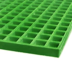 Fiberglass Molded Grating for Floors Outdoor Drain Cover Deck Tile 1.5 in. x 1.5 in. x 1 in., 10.6 in. x 10.6 in., Green