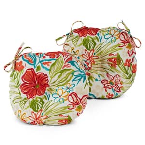 Breeze Floral 15 in. Round Outdoor Seat Cushion (2-Pack)