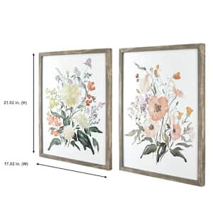Watercolor Floral Framed Wall Art (Set of 2) (17 in. W x 21 in. H)
