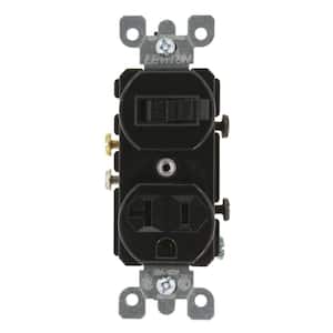 20 Amp Commercial Grade Combination Single Pole Switch and Receptacle, Black