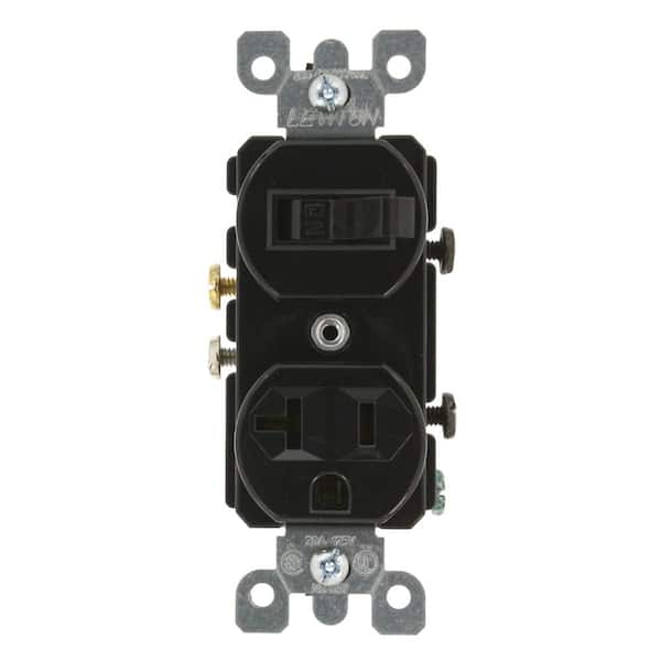 Leviton 20 Amp Commercial Grade Combination Single Pole Switch and Receptacle, Black