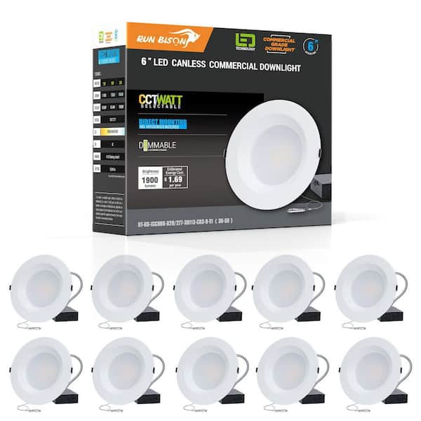 6 in. CCT and Wattage Selectable New Construction or Remodel IC Rated Integrated LED Commercial Downlight(10-Pack)
