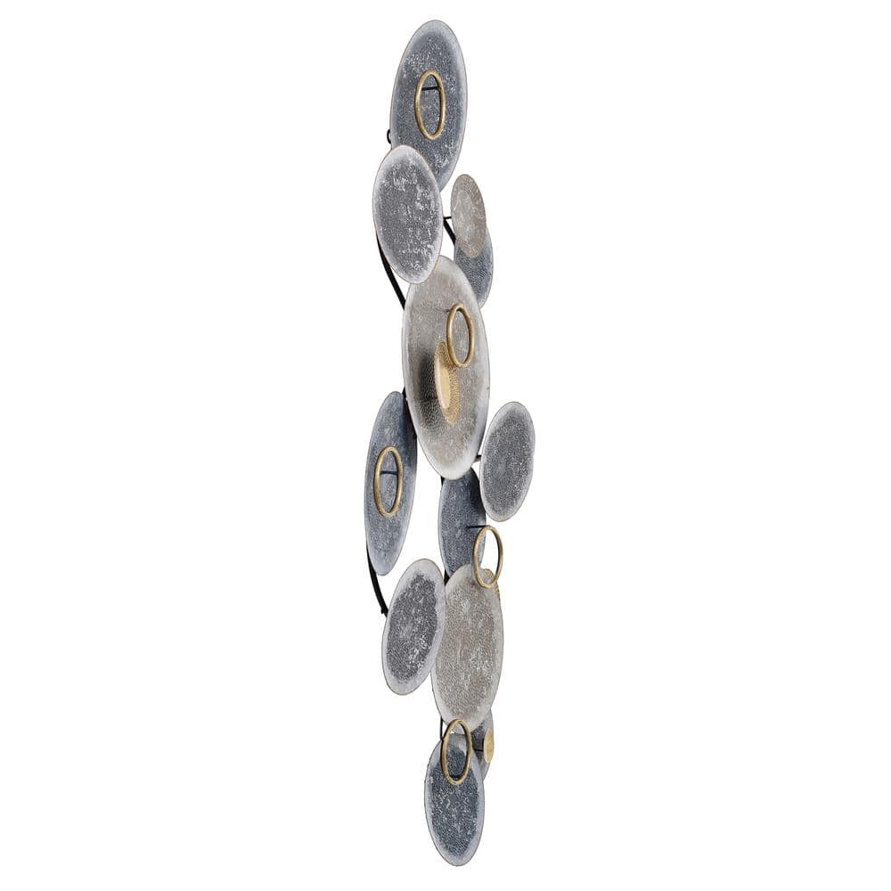 Nobu Gold and Silver Hammered Metal Abstract Wall Art