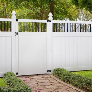 Pro Series 4 ft. W x 6 ft. H White Vinyl Woodbridge Baluster Top Privacy Fence Gate