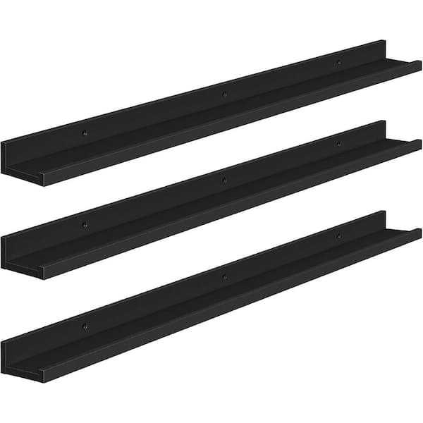 Unbranded 35.4 in. W x 3.9 in. D Black Floating Shelves Decorative Wall Shelf (Set of 3)