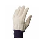 Large Men's Cotton Canvas Gloves in White (12-Pair)
