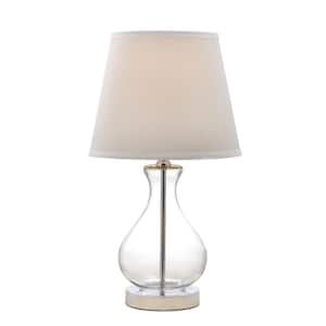 18 in. Clear Teardrop Glass Table Lamp with White Shade