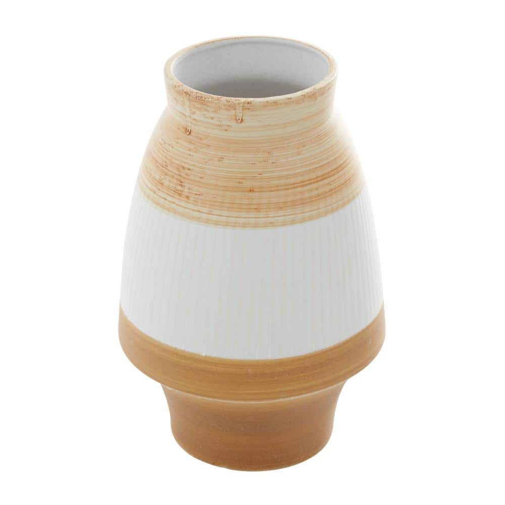 Coastal Serenity Brown & Terracotta 13" Ceramic Vase