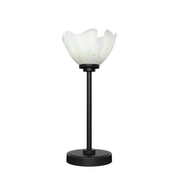 Unbranded Quincy 15.5 in. Matte Black Accent Lamp with Gold Ice Glass Shade