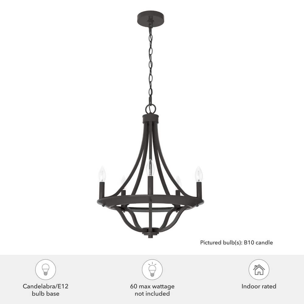 Noble Bronze 5-Light Candle Style Chandelier