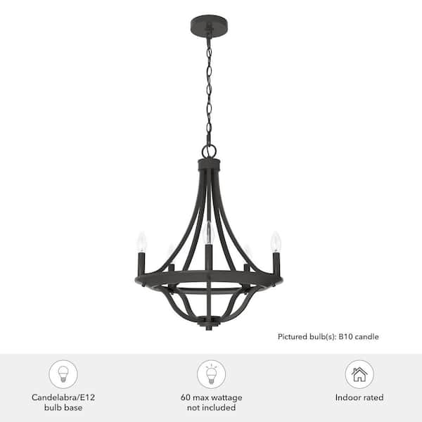 Hunter Perch Point 5-Light Satin Bronze Transitional Led Chandelier