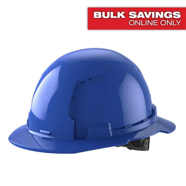 BOLT Blue Type 1 Class C Full Brim Vented Hard Hat with 6-Point Ratcheting Suspension