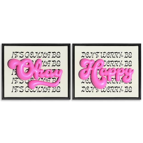 Stupell Industries Uplifting Bubble Phrases by Victoria Barnes 2-Pieces Black Floater Frame Typography Graphic Art Print 17 in. x 21 in.