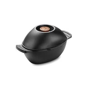 Cast Iron Seafood and Mussel Pot with Lid for Empty Shells, 2.5 Quart