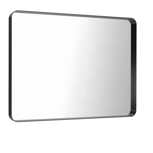60 in. W x 28 in. H Rectangular Aluminum Framed Explosion-proof Wall Bathroom Vanity Mirror in Black