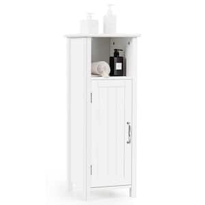 Bathroom 12 in. W Floor Storage Linen Cabinet Free Standing w/Single Door Adjustable Shelf White