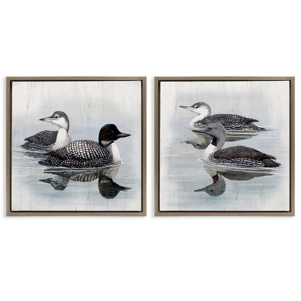Four Loons in Lake by Susan Jill 2-Pieces Brown Floater Frame Animal Graphic Art Print 25 in. x 25 in. price history on PriceWatchPro