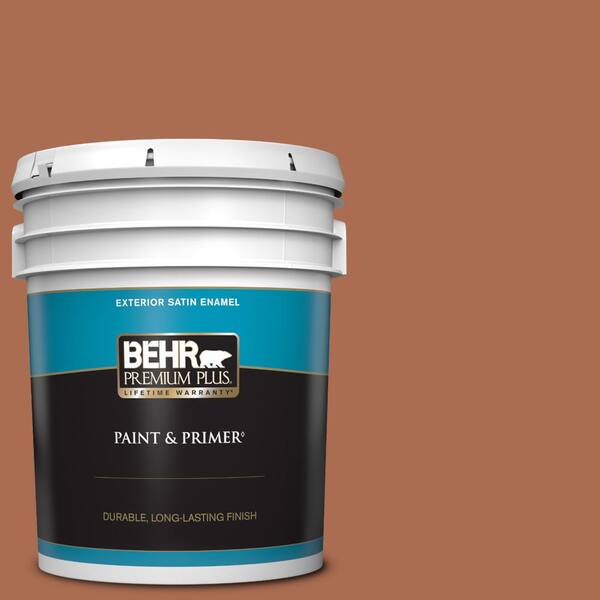 BEHR PREMIUM PLUS 5 gal. #BIC-45 Airbrushed Copper Satin Enamel Exterior Paint & Primer