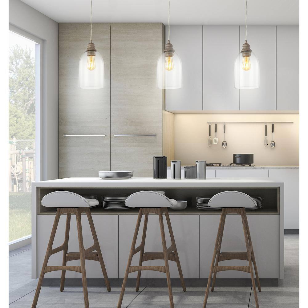 Fontaine 6.25" Adjustable Greige Glass LED Pendant Light