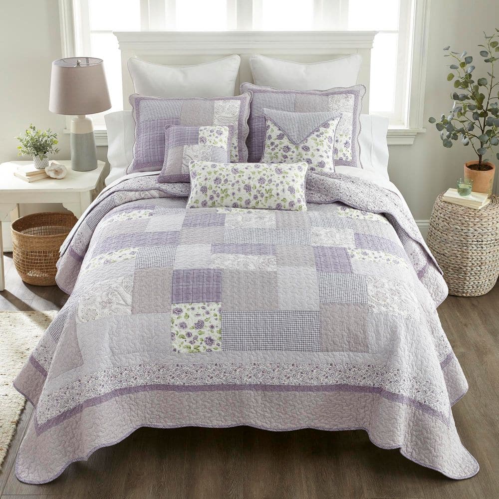 Lavender Rose 3-Piece Purple Cotton Queen Quilt Set price history on PriceWatchPro