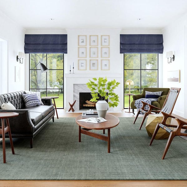 Southwest Striped Wool Green 4 ft. x 6 ft. Indoor/Outdoor Patio Area Rug