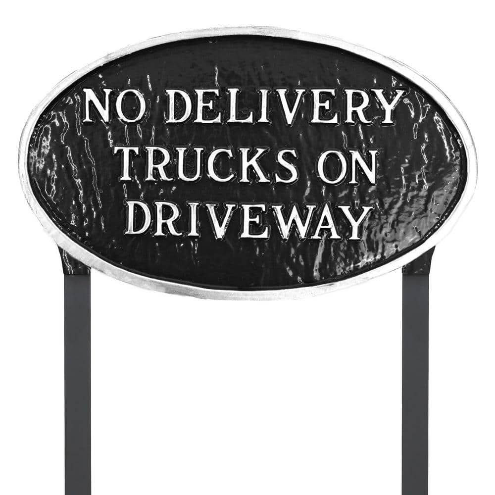 No Delivery Trucks on Driveway Standard Oval Statement Plaque with 17.5 in. Lawn Stakes-Black/Silver price history on PriceWatchPro