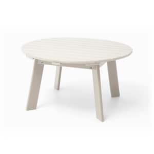 35.5 in. D Patio White HDPE Plastic Round Outdoor Coffee Table