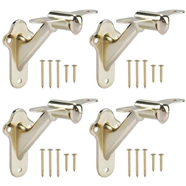 3 in. Heavy Duty Hand Rail Brackets for Stairways Railing with Screws, Gold (4-Pack)