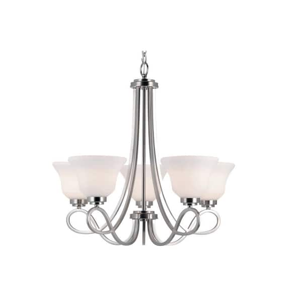 Bel Air Lighting Stewart 5-Light Brushed Nickel Chandelier with Frosted Shades
