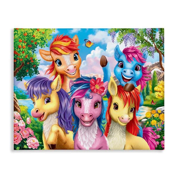 Stupell Industries Bright Ponies Selfie by Image World Unframed Fantasy Graphic Art Print 16 in. x 20 in.