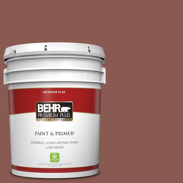 BEHR PREMIUM PLUS 5 gal. #MQ1-20 Rust Flat Low Odor Interior Paint & Primer