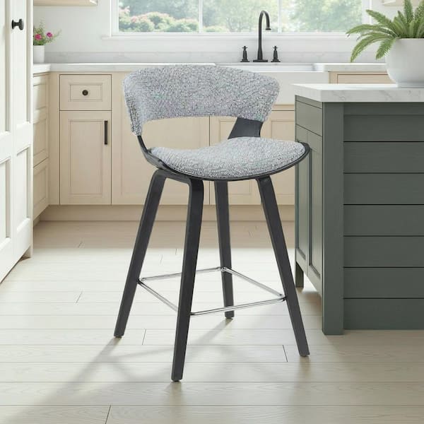 Armen Living Jagger Adjustable Counter Height Gravel Grey Upholstered Barstool