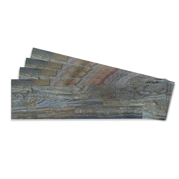 4-sheets Tropical Brown 24 in. x 6 in. Peel, Stick Self-Adhesive Decorative Stone Tile Backsplash (3.87 sq.ft. / pack)