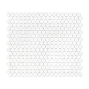 White Hexagon 11.5 in. x 9.9 in. Recycled Glass Marble Looks Mosaic Floor and Wall Tile (7.9 sq. ft./Case)
