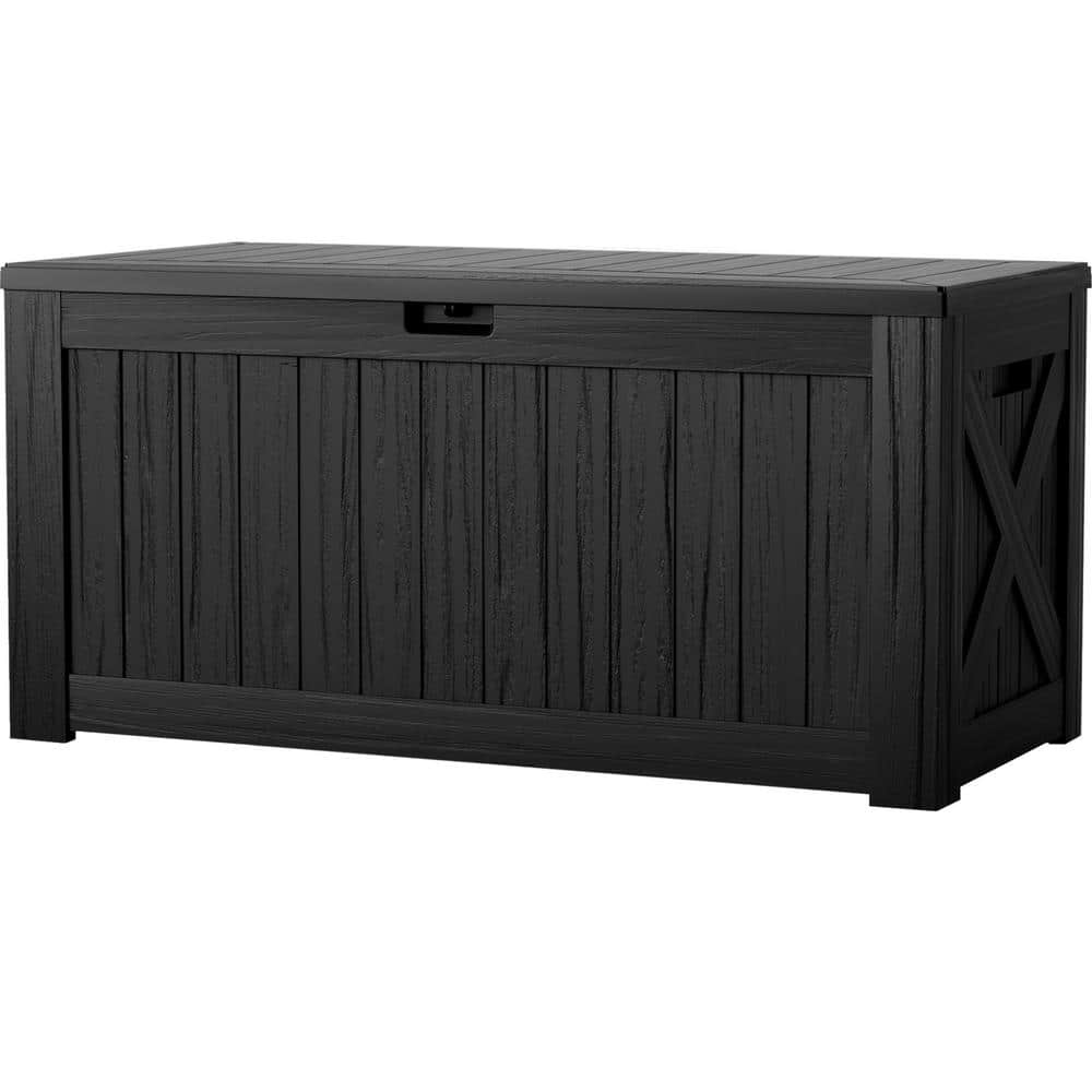 Tozey 120 Gal. Outdoor Storage Box Plastic Resin Deck Box, Black T-PSB24-0432-0
