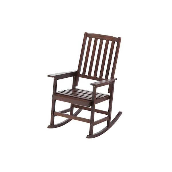 Unbranded Brown Acacia Wood Patio Outdoor Rocking Chair