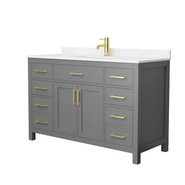 Beckett 54 in. W x 22 in. D x 35 in. H Single Sink Bathroom Vanity in Dark Gray with Carrara Cultured Marble Top