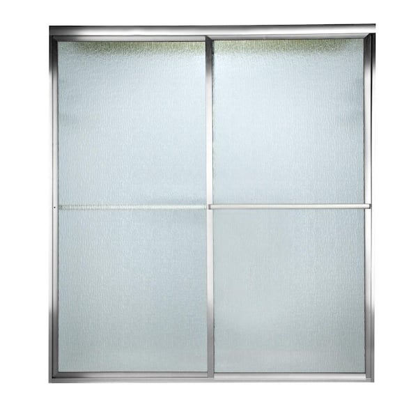 American Standard Prestige 59-1/2 in. x 58-1/2 in. Framed Sliding Tub Door in Silver without handle