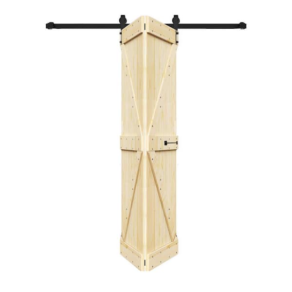 K Style 48 in. x 80 in. (24 in. x 80 in. x 2-Panel) Unfinished Solid Core Wood Bi-Fold Door Hardware Kit-Assembly Needed