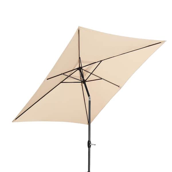 Siavonce 9.8 ft. . Tilt and Crank Patio Market Umbrella Without Base in Beige