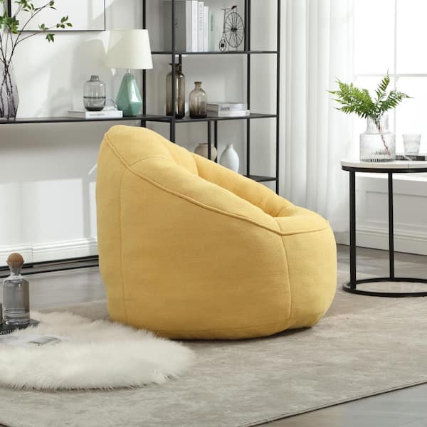 JUJABU Yellow Microfiber Bean Bag Chair with Ottoman and Footrest for Living Room and Bedroom