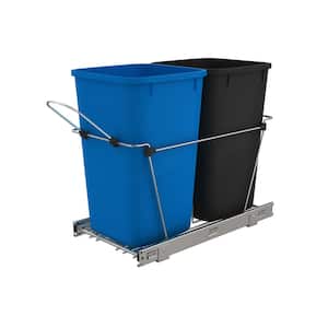 Blue/Black Double 27 Qt. Sliding Pull Out Waste Containers