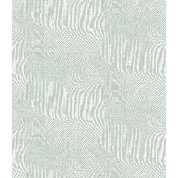 Folly Seafoam Blue Zen Swirls Wallpaper Sample