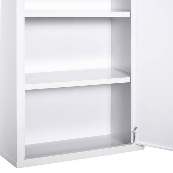 kleankin 15.75 in. W x 23.5 in. H Steel White Wall Surface Mount Medicine Cabinet without Mirror