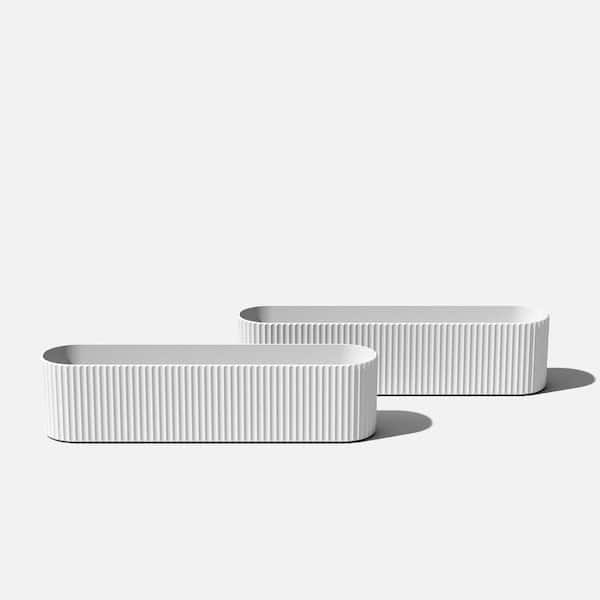 Veradek Demi 8.5 in. L x 36 in. W x 8.75 in. H Rectangular White Plastic Window Box Planter (2-Pack)
