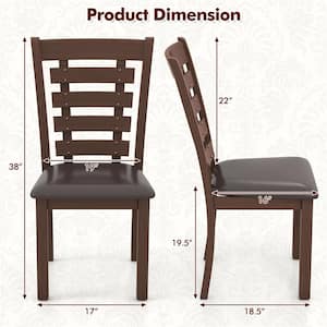 Brown Wood Upholstered Seat and Rubber High Back Dining Chairs (Set of 4)