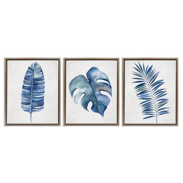 Vintage Tropical Leaves by Hannah Dawson 3 Pieces Brown Floater Frame Nature Graphic Art Print 31 in. x 25 in.