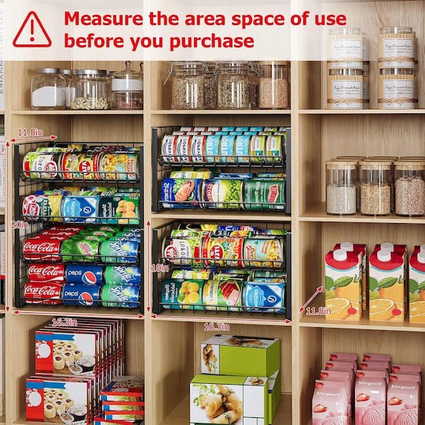 Lynzavix Stackable 2-Shelf Black Adjustable Tilt Can Rack