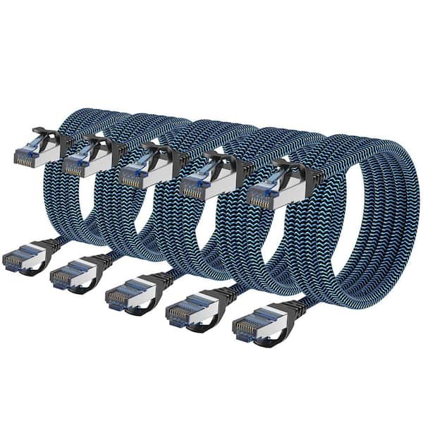 Cat8 Ethernet Cable 3 ft. 5-Pack, High Speed 40 Gbps 2000MHz, Cat 8 Braided in Blue